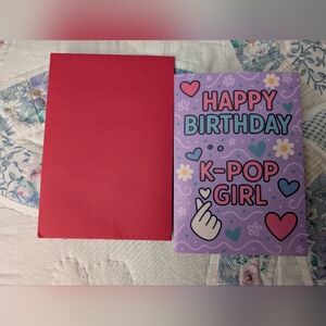 K-Pop Girl Birthday Card with Red Envelope